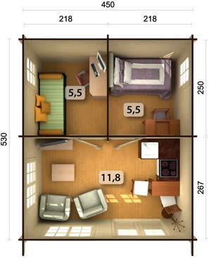 Barbara Log Cabin plan view