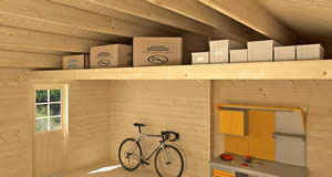 Falkland timber garage - roof storage shelf