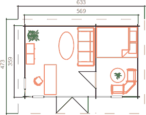 Barbados 4, 2 room Home offic studie